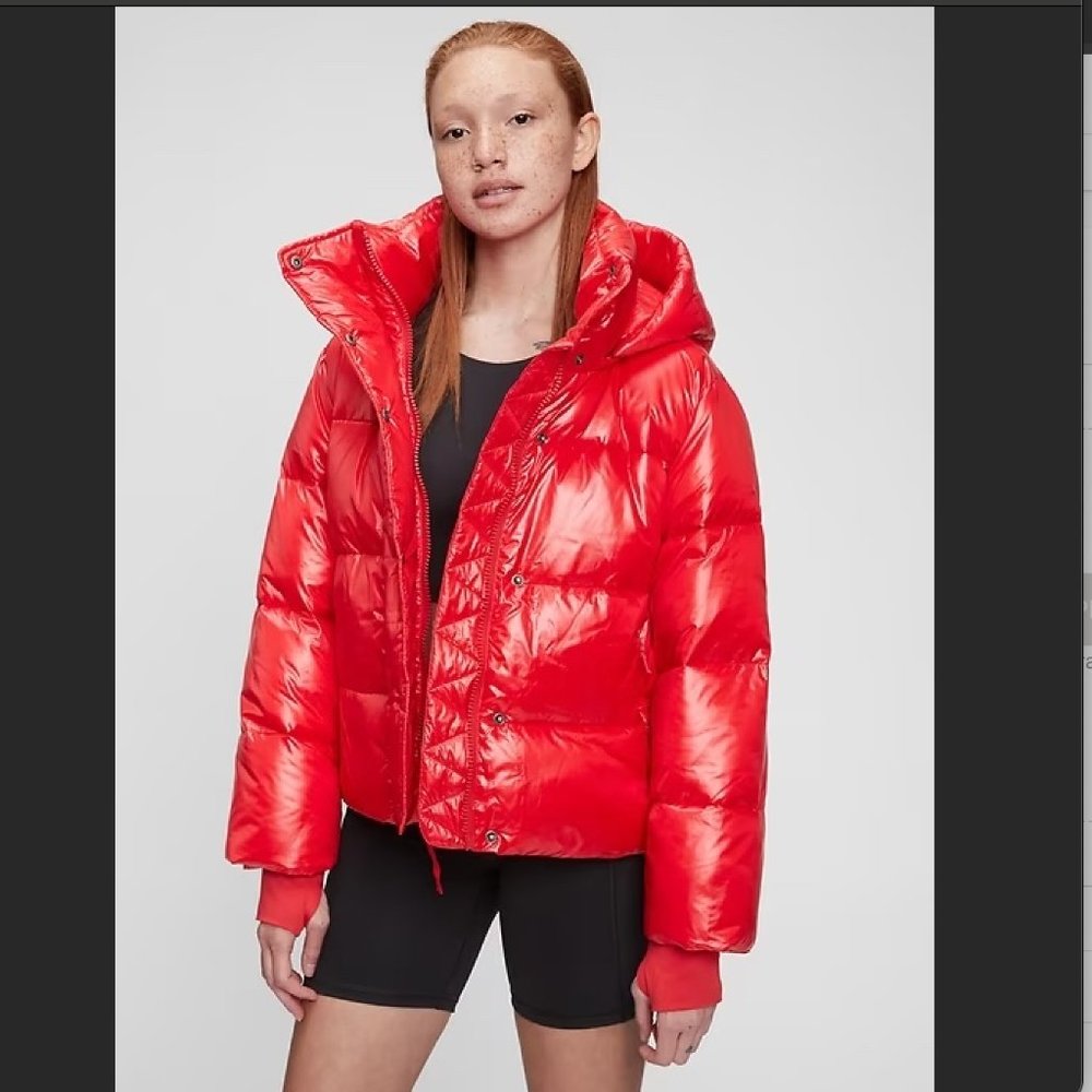 NWT 100% Recycled Polyester Relaxed Heavyweight Cropped Puffer Jacket XL Tall